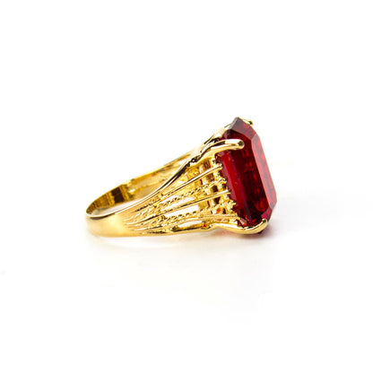 Vintage Ring 1970s Ruby Austrian Crystal 18k Gold Cocktail Ring #R694 - Limited Stock - Never Worn