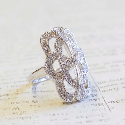 Vintage Ring Swarovski Crystals 18kt White Gold Silver  #R1861 - Limited Stock - Never Worn