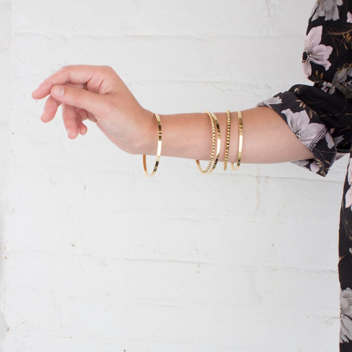 Vintage Set of Five - 5 - Gold Tone Bangles Variety 7 Inch Diameter Bracelets #OS116 - Limited Stock - Never Worn