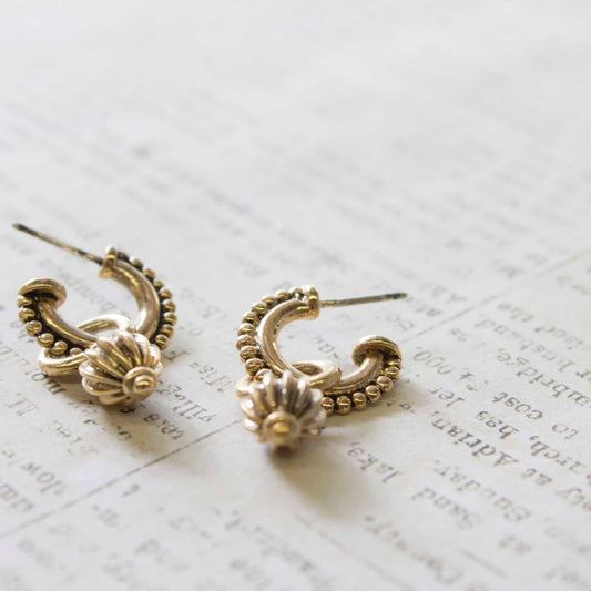 Vintage Earrings Oscar De La Renta Antique Gold Tone Textured Hoops with Removable Dangling Charms Womans Handmade Earrings #OS111