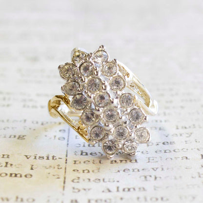 Vintage Ring Clear Swarovski Crystals 18k Gold Cluster Cocktail Ring #R175 - Limited Stock - Never Worn