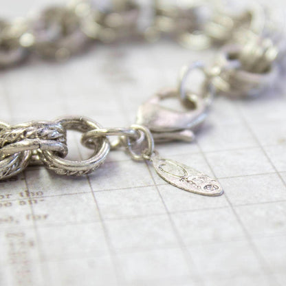 Vintage Ring Oscar De La Renta Stamped Silver Tone 7 Inch Textured Links Bracelet #OS132 - Limited Stock - Never Worn