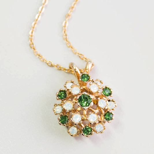 A Vintage Opal Pendant Necklace, Tourmaline and Pinfire Opal Necklace, Gold Necklace, Opal Pendant Bridesmaid Gift, Womans Jewelry #N358
