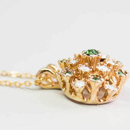 A Vintage Opal Pendant Necklace, Tourmaline and Pinfire Opal Necklace, Gold Necklace, Opal Pendant Bridesmaid Gift, Womans Jewelry #N358