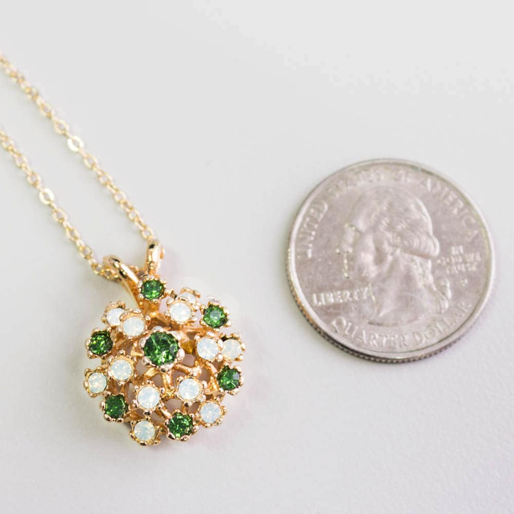 A Vintage Opal Pendant Necklace, Tourmaline and Pinfire Opal Necklace, Gold Necklace, Opal Pendant Bridesmaid Gift, Womans Jewelry #N358