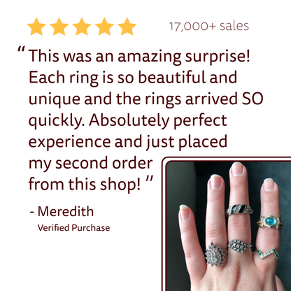 FIVE FOR ONE -Mix of 5 Vintage/Antique Rings for Women We Select Per Your Specifications Made in America - Bulk Pack