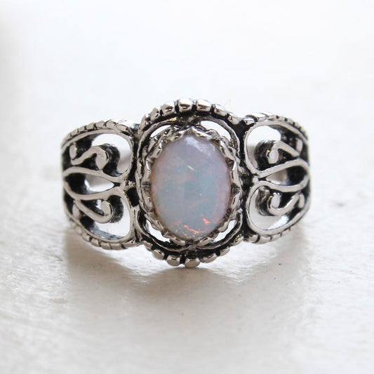 Silver Harlequin Opal Antiqued / 5