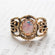 Vintage Jewelry Genuine Jade Ring Antiqued 18kt Yellow Gold Electroplated Made in the USA