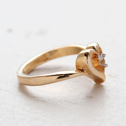 Vintage 1970s Genuine Stone or  Austrian Crystal Heart Ring 18k Yellow Gold Electroplated Made in the USA