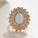Vintage Jewelry Pinfire Opal Cocktail Ring in a 18k Gold Electroplated Setting Made in the USA