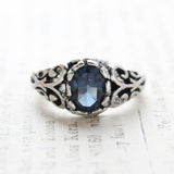 Silver Sapphire Antiqued