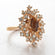Vintage Ring Genuine Opal with Clear and Ruby Austrian Crystals 18kt Yellow Gold Electroplated