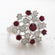 Vintage Ring Ruby Austrian Crystals and Pinfire Opals 18k White Gold Electroplate Made in the USA